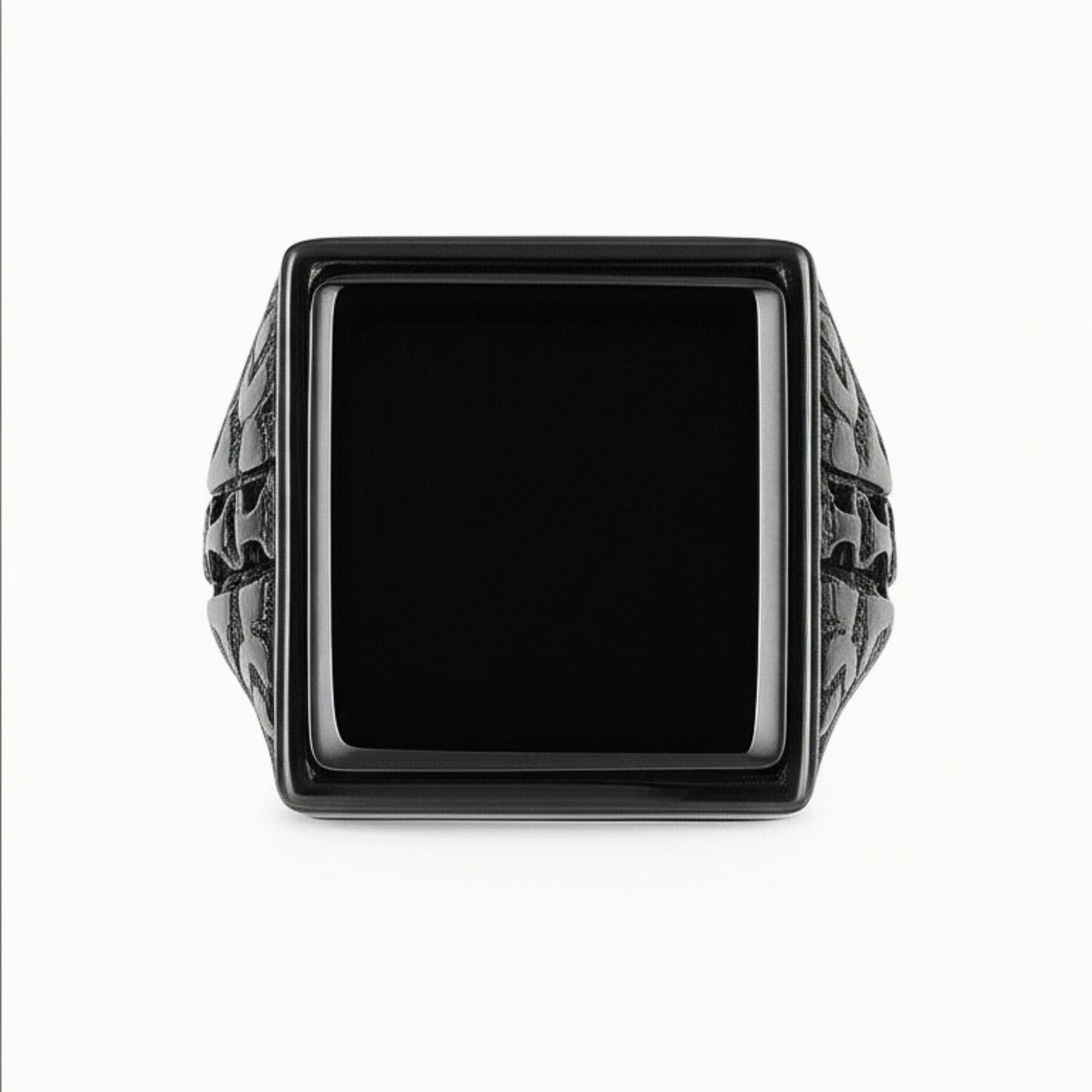 THE MEN THING Rings 19 Royal Series - BRAVIK RING - Pure Stainless Steel Men’s Black-Plated Ring – Statement Luxury Jewelry (Size : 19)