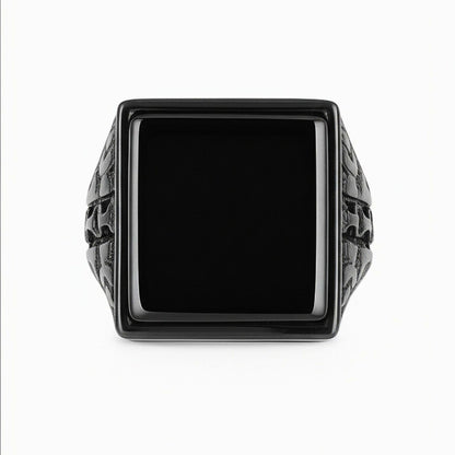THE MEN THING Rings 19 Royal Series - BRAVIK RING - Pure Stainless Steel Men’s Black-Plated Ring – Statement Luxury Jewelry (Size : 19)