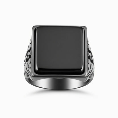 THE MEN THING Rings 19 Royal Series - BRAVIK RING - Pure Stainless Steel Men’s Black-Plated Ring – Statement Luxury Jewelry (Size : 19)