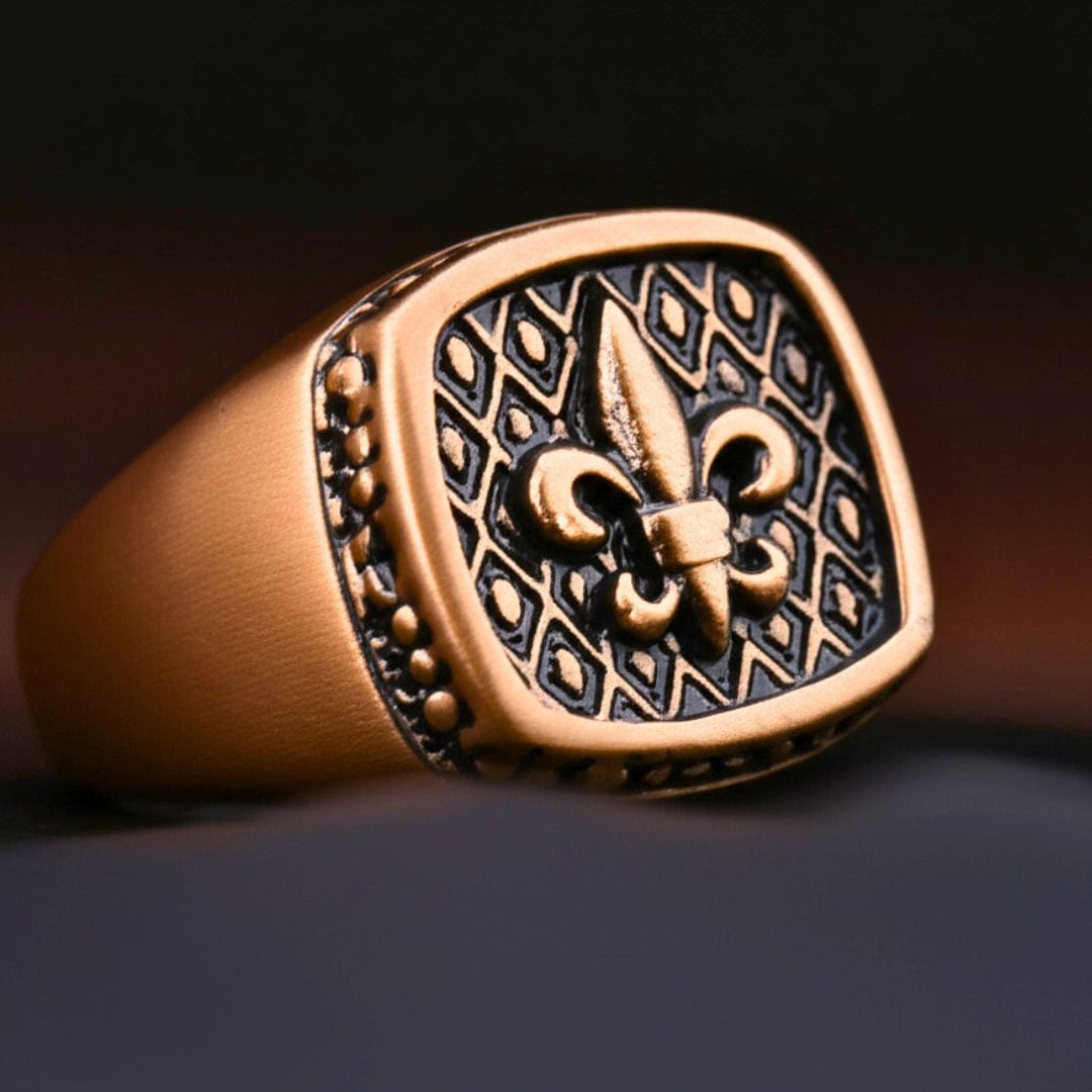 THE MEN THING Rings 19 Royal Series - BRONZE HERALD RING - Pure Stainless Steel Men’s Rose Gold-Plated Ring – Statement Luxury Jewelry (Size : 19-21-24)