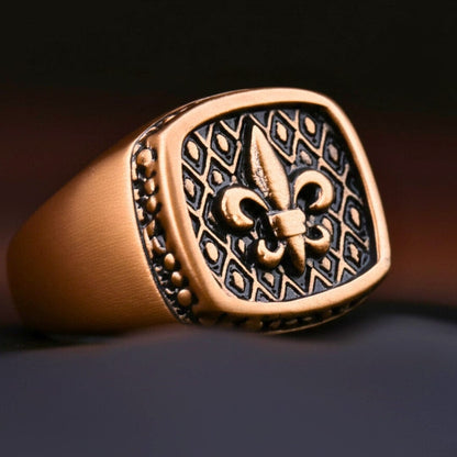THE MEN THING Rings 19 Royal Series - BRONZE HERALD RING - Pure Stainless Steel Men’s Rose Gold-Plated Ring – Statement Luxury Jewelry (Size : 19-21-24)
