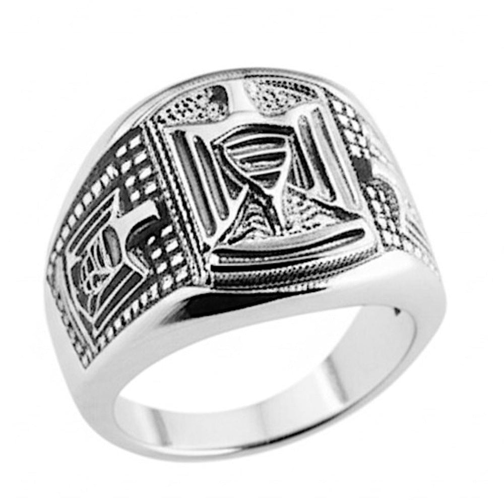 THE MEN THING Rings 19 Royal Series - FALCRON SHIELD RING - Pure Stainless Steel Men’s Steel-Plated Ring – Statement Luxury Jewelry (Size : 19-21-24)