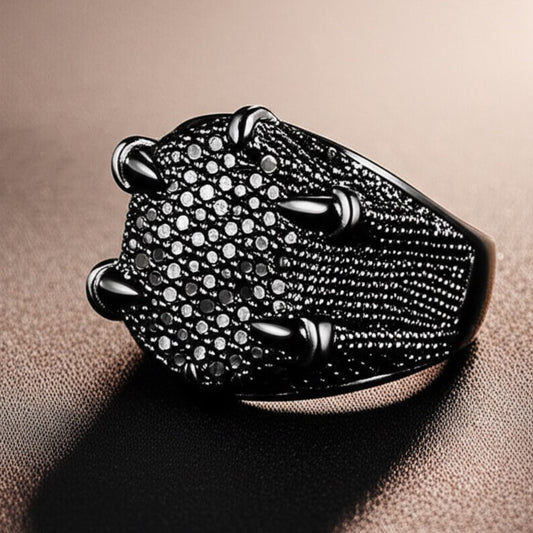 THE MEN THING Rings 19 Royal Series - MIDNIGHT TALON RING - Pure Stainless Steel Men’s Black-Plated Ring – Statement Luxury Jewelry (Size : 19-22-24)