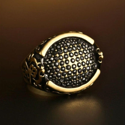 THE MEN THING Rings 19 Royal Series - NIGHTFORGE SIGNET RING - Pure Stainless Steel Men’s Gold-Plated Ring – Statement Luxury Jewelry (Size : 19-22)