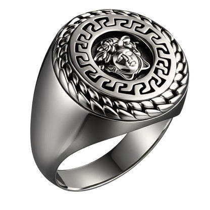 THE MEN THING Rings 19 Royal Series - TITAN MAZE RING - Pure Stainless Steel Men’s Steel-Plated Ring – Statement Luxury Jewelry (Size : 19-22-24)