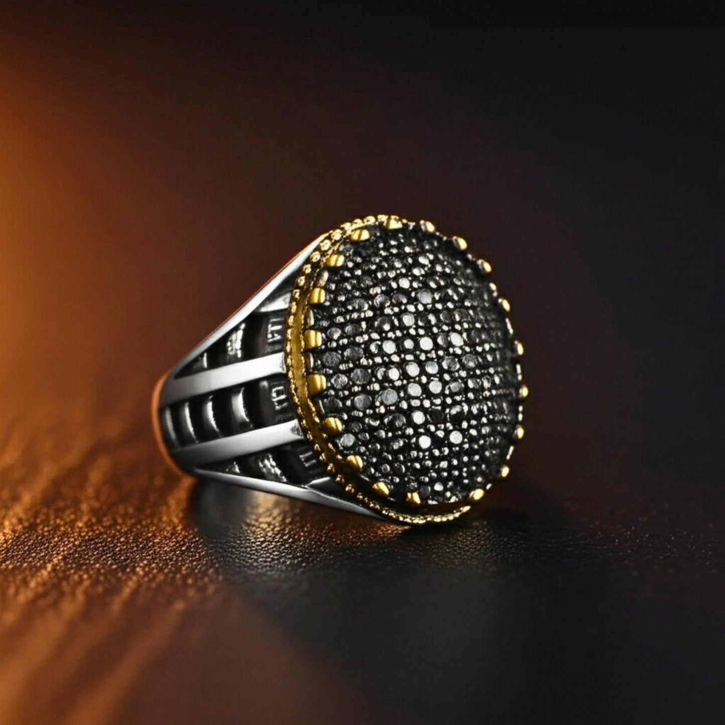 THE MEN THING Rings 19 Royal Series - VELTRIX EMBER RING - Pure Stainless Steel Men’s Steel-Gold-Plated Ring – Statement Luxury Jewelry (Size : -19-22-24)