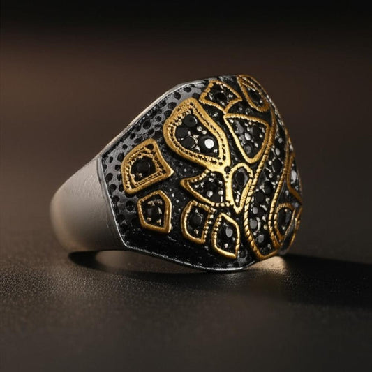 THE MEN THING Rings 21 Royal Series - GOLDEN BASILISK RING - Pure Stainless Steel Men’s Steel-Plated Ring – Statement Luxury Jewelry (Size : 21-24)
