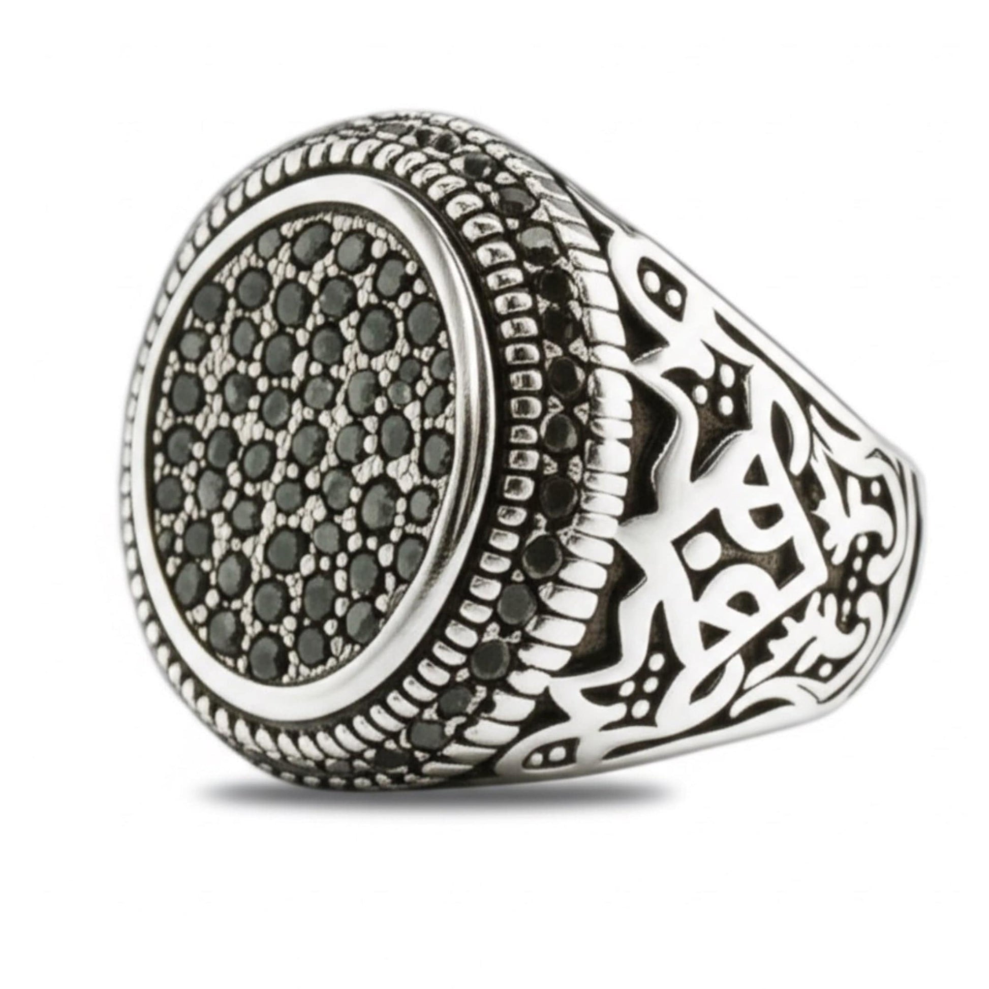 THE MEN THING Rings 21 Royal Series - MIDNIGHT CREST RING - Pure Stainless Steel Men’s Steel-Plated Ring – Statement Luxury Jewelry (Size : 21-26)