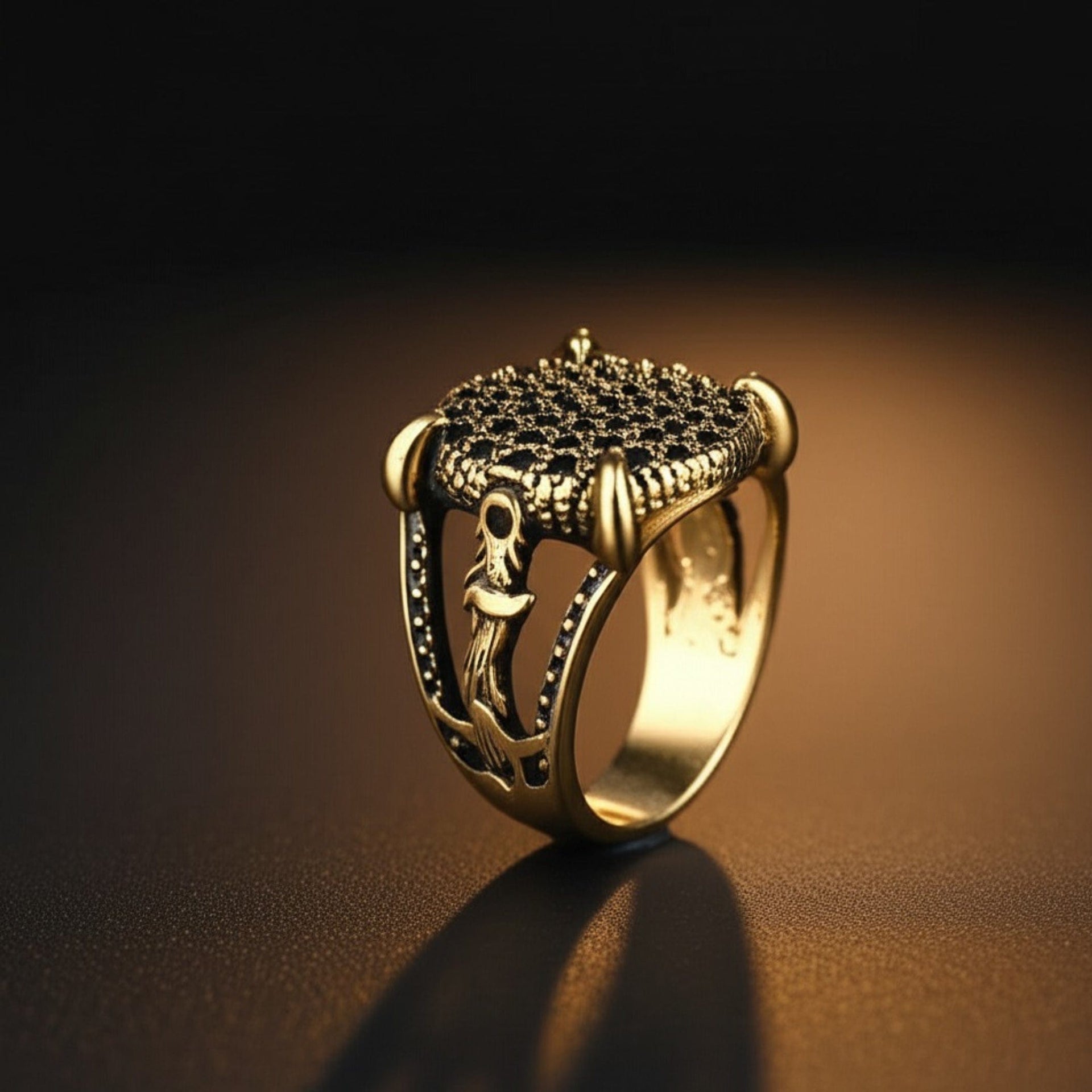 THE MEN THING Rings 27 Royal Series - THE DRAGONHOLD RING - Pure Stainless Steel Men’s Black-Steel-Plated Ring – Statement Luxury Jewelry (Size : 27)