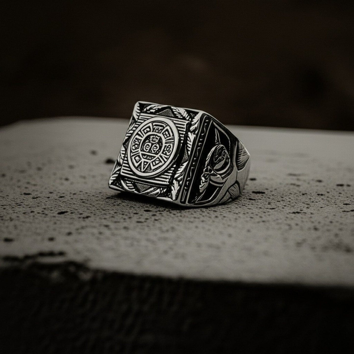 THE MEN THING Rings ASGARD CREST RING - Pure Stainless Steel Men’s Steel-Plated Ring – Statement Luxury Jewelry (Size : 17-22-27)