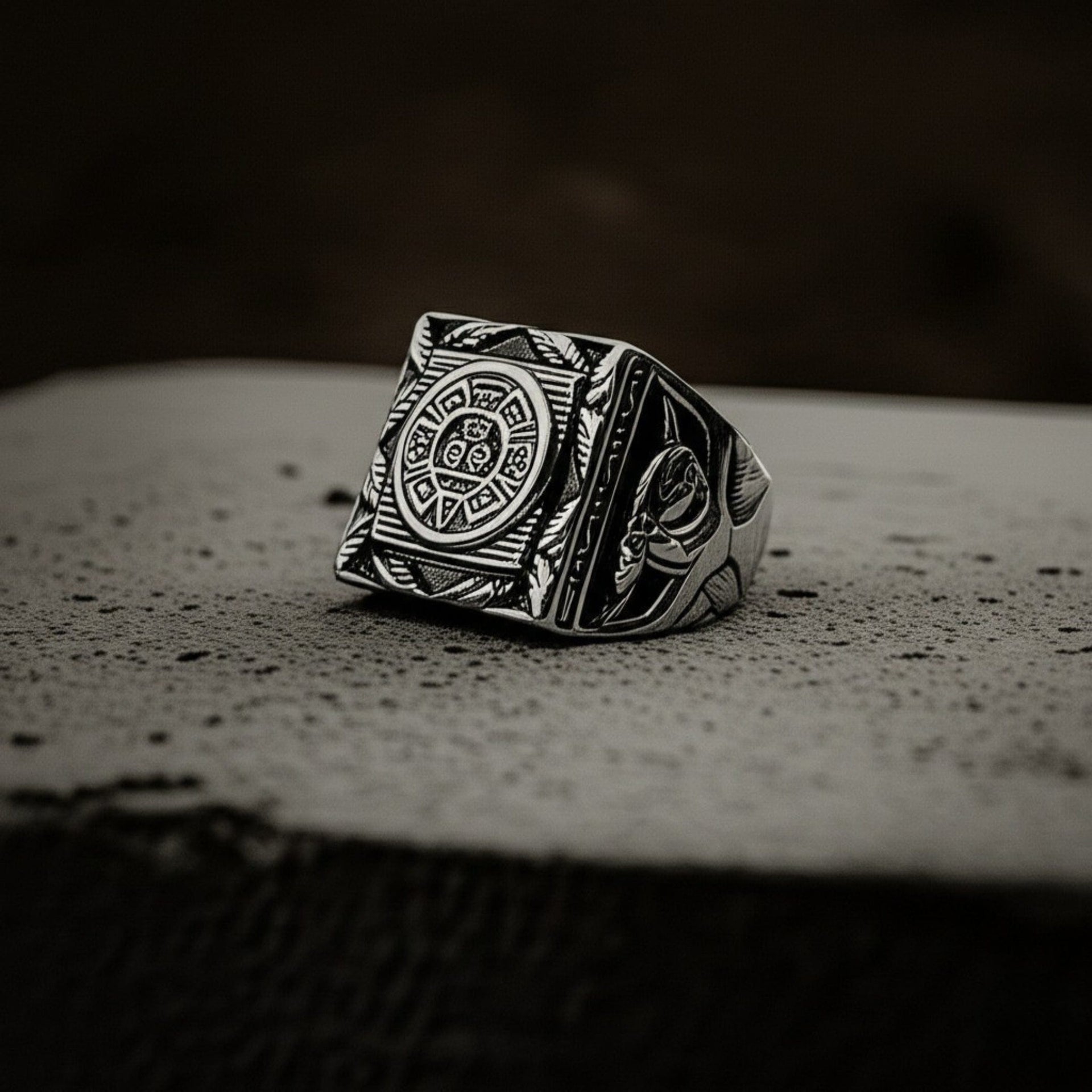 THE MEN THING Rings ASGARD CREST RING - Pure Stainless Steel Men’s Steel-Plated Ring – Statement Luxury Jewelry (Size : 17-22-27)