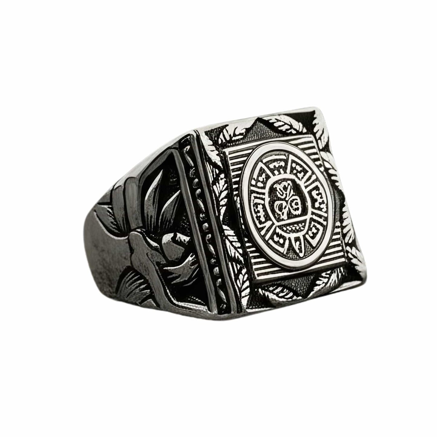 THE MEN THING Rings ASGARD CREST RING - Pure Stainless Steel Men’s Steel-Plated Ring – Statement Luxury Jewelry (Size : 17-22-27)