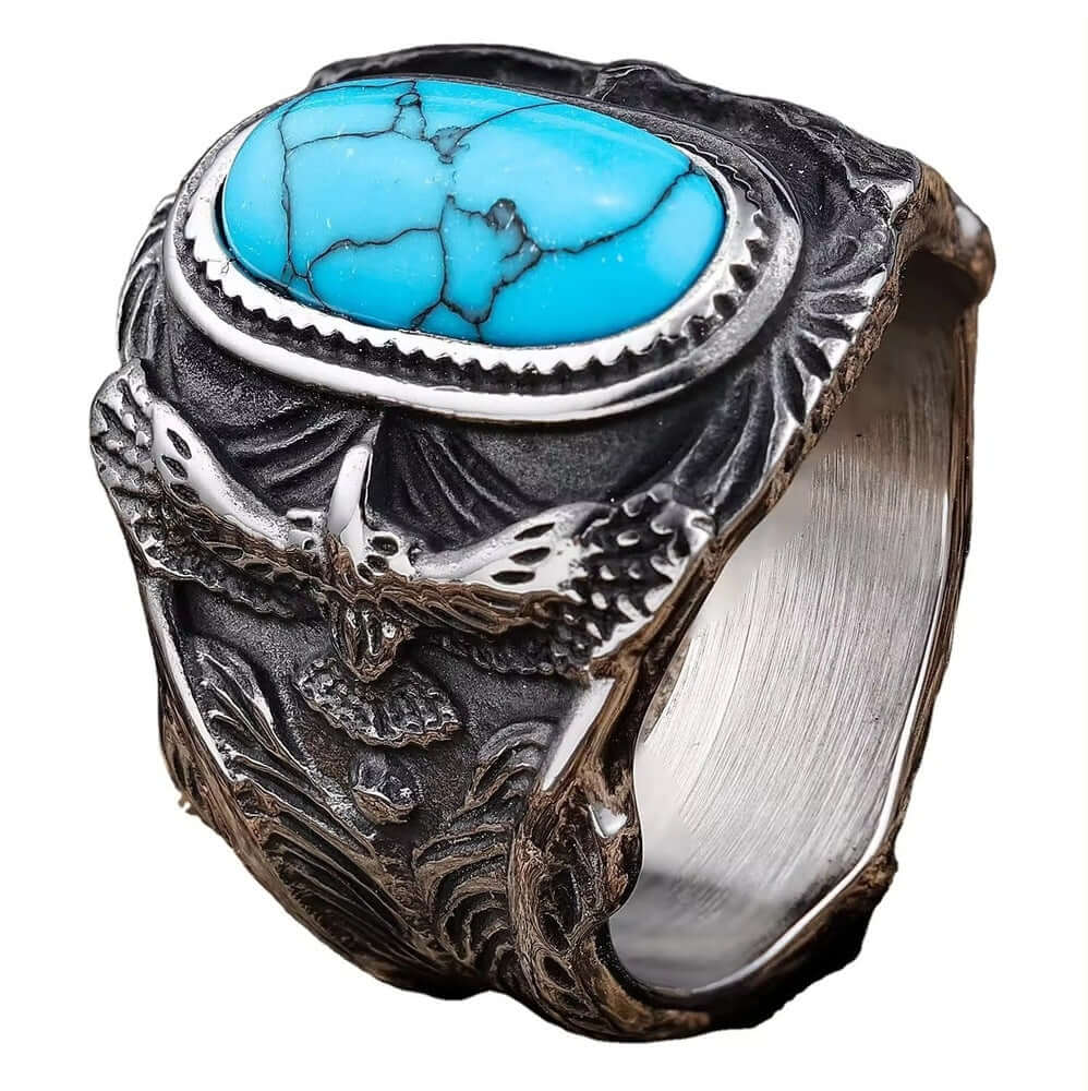 THE MEN THING Rings Azurite Titanium Steel Ring for Men and Boys (Size-21)