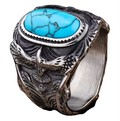 THE MEN THING Rings Azurite Titanium Steel Ring for Men and Boys (Size-21)