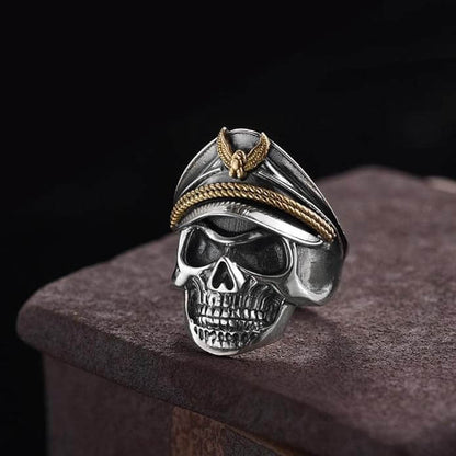 THE MEN THING Rings CAPTAIN SKULL -  Pure Titanium Steel Ring - Luxury Collection  (Size : 17,22,25)