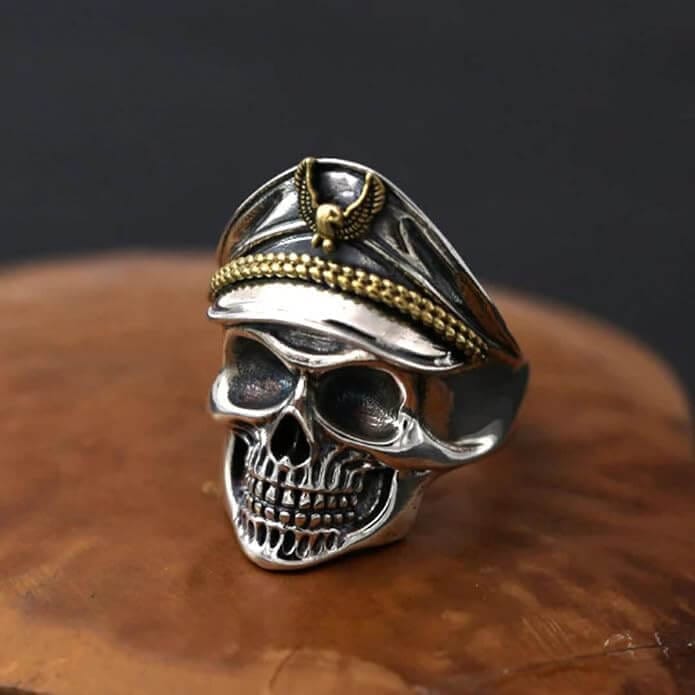 THE MEN THING Rings CAPTAIN SKULL -  Pure Titanium Steel Ring - Luxury Collection  (Size : 17,22,25)