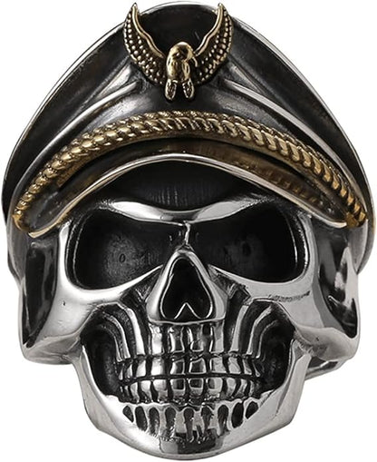 THE MEN THING Rings CAPTAIN SKULL -  Pure Titanium Steel Ring - Luxury Collection  (Size : 17,22,25)