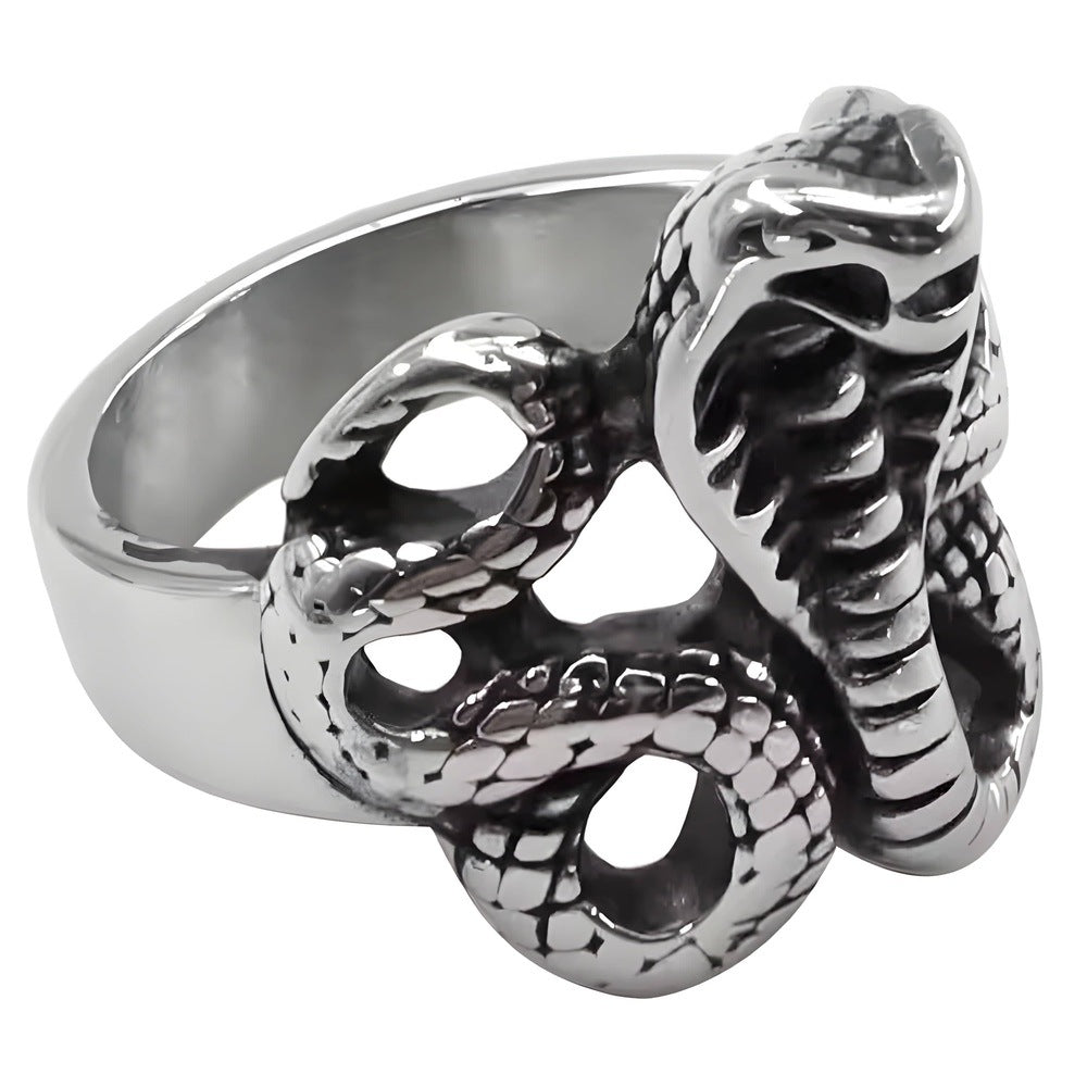 THE MEN THING Rings COBRA REIGN RING - Pure Stainless Steel Men’s Steel-Plated Ring – Statement Luxury Jewelry (Size : 16-22-27)