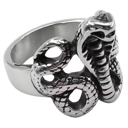 THE MEN THING Rings COBRA REIGN RING - Pure Stainless Steel Men’s Steel-Plated Ring – Statement Luxury Jewelry (Size : 16-22-27)