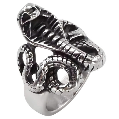 THE MEN THING Rings COBRA REIGN RING - Pure Stainless Steel Men’s Steel-Plated Ring – Statement Luxury Jewelry (Size : 16-22-27)