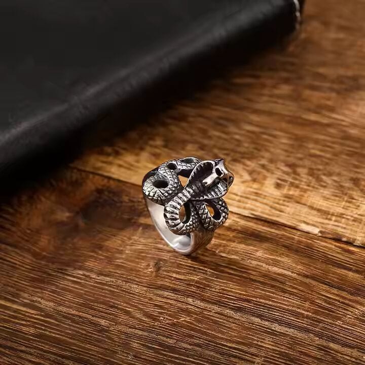 THE MEN THING Rings COBRA REIGN RING - Pure Stainless Steel Men’s Steel-Plated Ring – Statement Luxury Jewelry (Size : 16-22-27)
