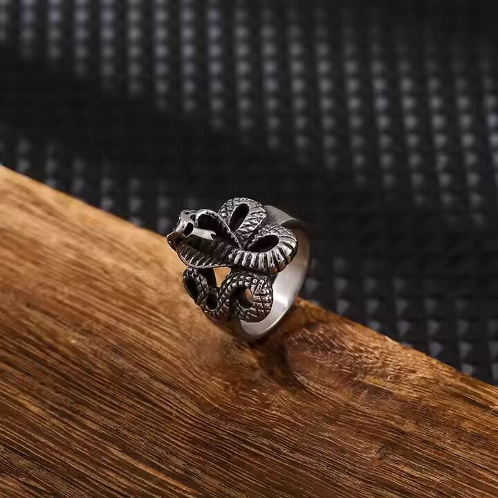 THE MEN THING Rings COBRA REIGN RING - Pure Stainless Steel Men’s Steel-Plated Ring – Statement Luxury Jewelry (Size : 16-22-27)