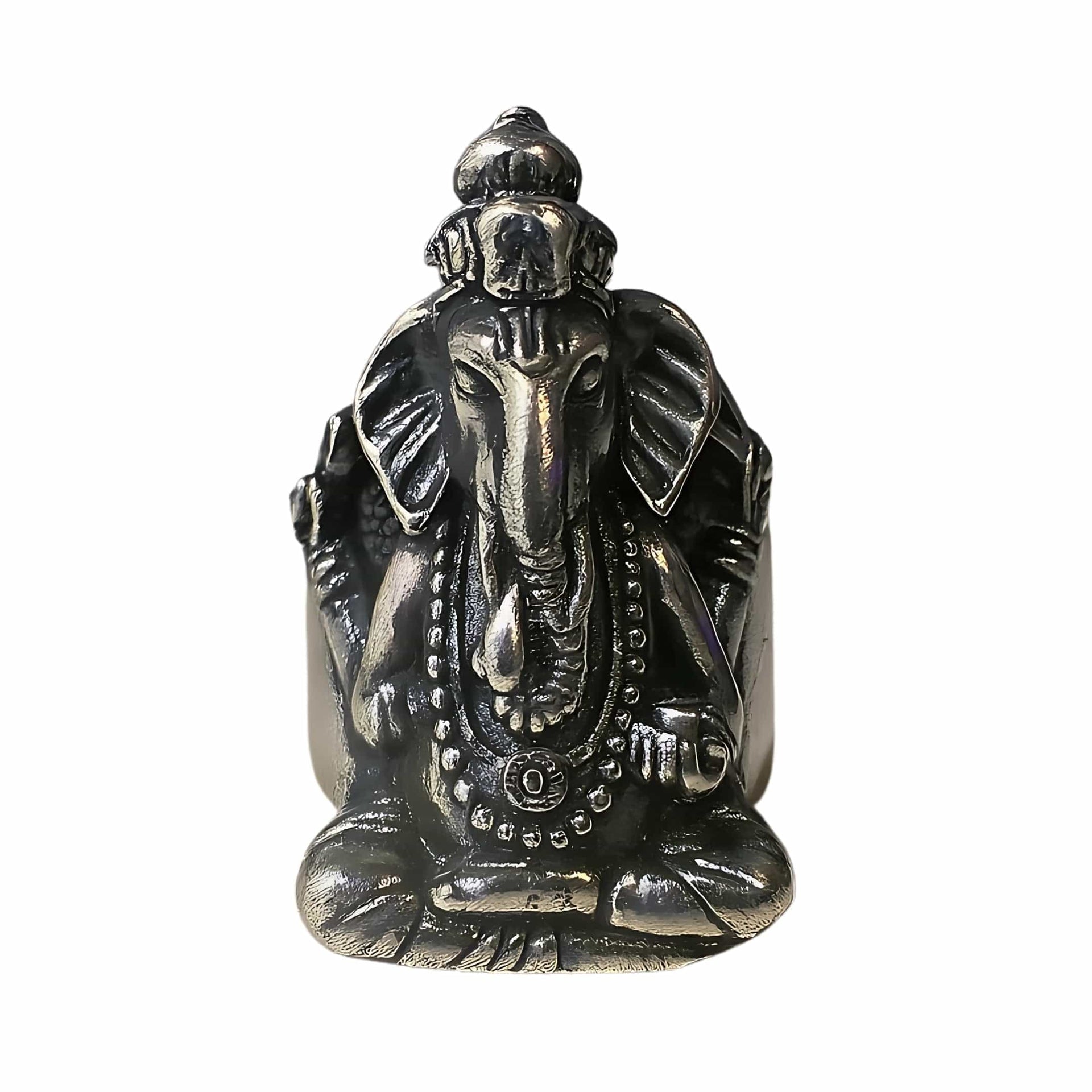 THE MEN THING Rings COSMIC GANPATHI RING - Pure Stainless Steel Men’s Steel-Plated Ring – Statement Luxury Jewelry (Size : 16-22-24-27)