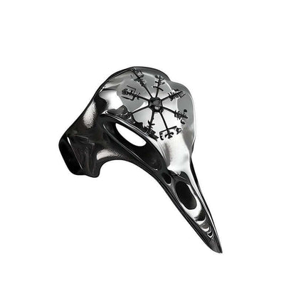 THE MEN THING Rings CROW SKULL VIKING - Titanium Steel Ring with Black Stone - Size, 17-21- 24)