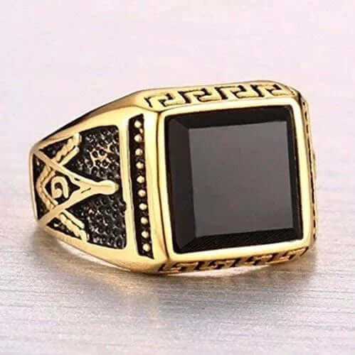 THE MEN THING Rings CUBIC ZIRCONIA - Ring for Men (Steel Colour) , Luxury Thick Solid Titanium Steel Ring Steel with Oval/Square Gemstone  (Size: 17,20,26)