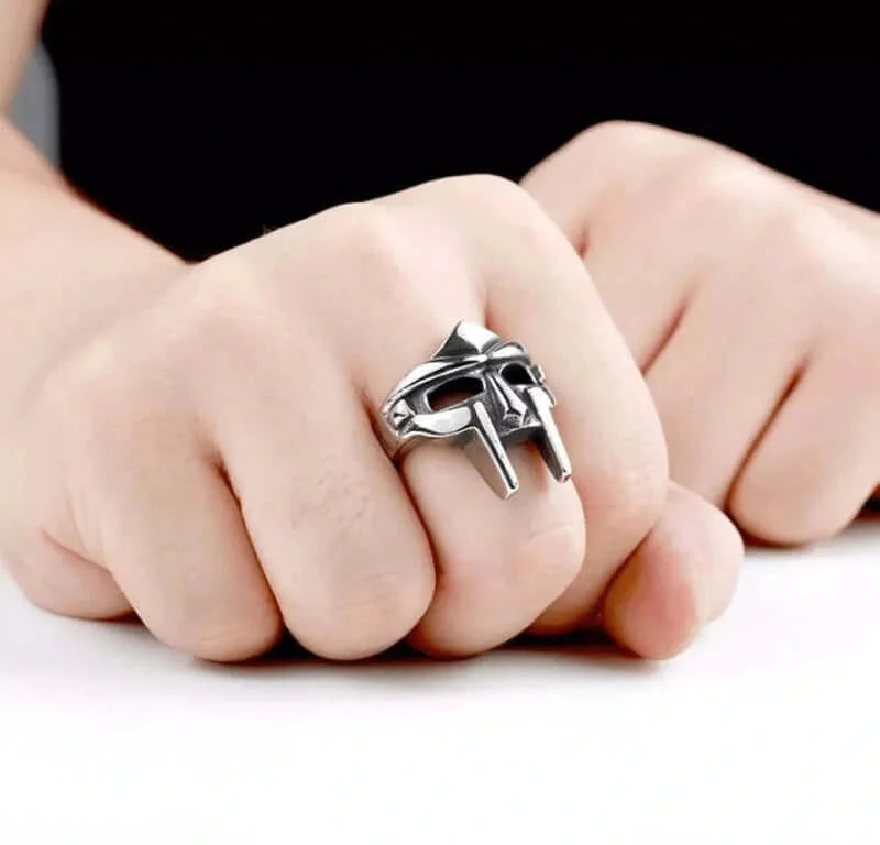THE MEN THING Rings DOOM MASK - Pure Titanium Stainless Steel Ring Jewellery for Men - Size   17-21- 24