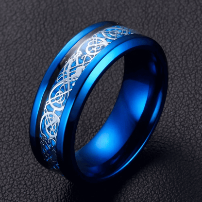 THE MEN THING Rings DRACONIC BLUE - Titanium Steel Ring for Men and Boys (Size-22)
