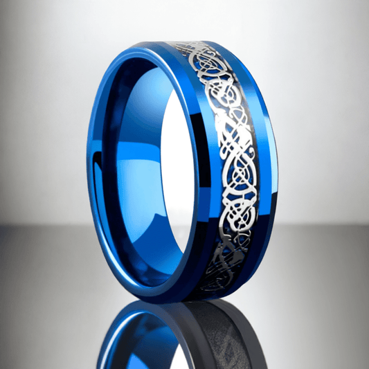 THE MEN THING Rings DRACONIC BLUE - Titanium Steel Ring for Men and Boys (Size-22)