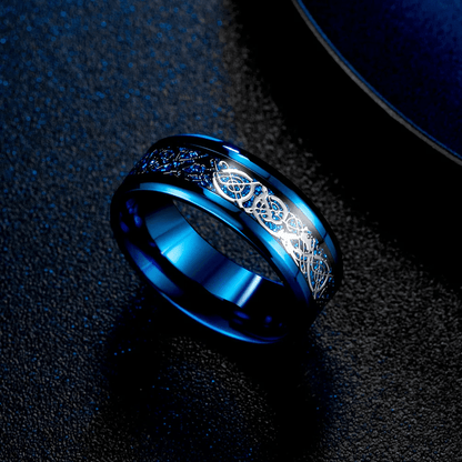 THE MEN THING Rings DRACONIC BLUE - Titanium Steel Ring for Men and Boys (Size-22)