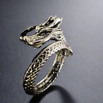 THE MEN THING Rings DRAGON-SPIRAL - Alloy Adjustable Vintage Ring for Men & Boys