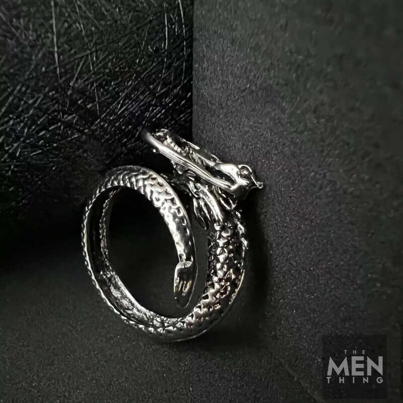 THE MEN THING Rings DRAGON-SPIRAL - Alloy Adjustable Vintage Ring for Men & Boys