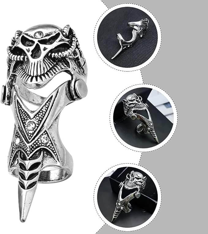 THE MEN THING Rings DRAGOWAR - Gothic Dragon Head Adjustable Knuckle Joint Full Finger Ring for Men & Boys