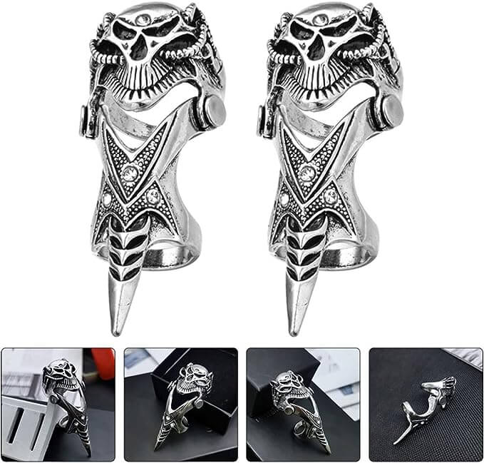 THE MEN THING Rings DRAGOWAR - Gothic Dragon Head Adjustable Knuckle Joint Full Finger Ring for Men & Boys