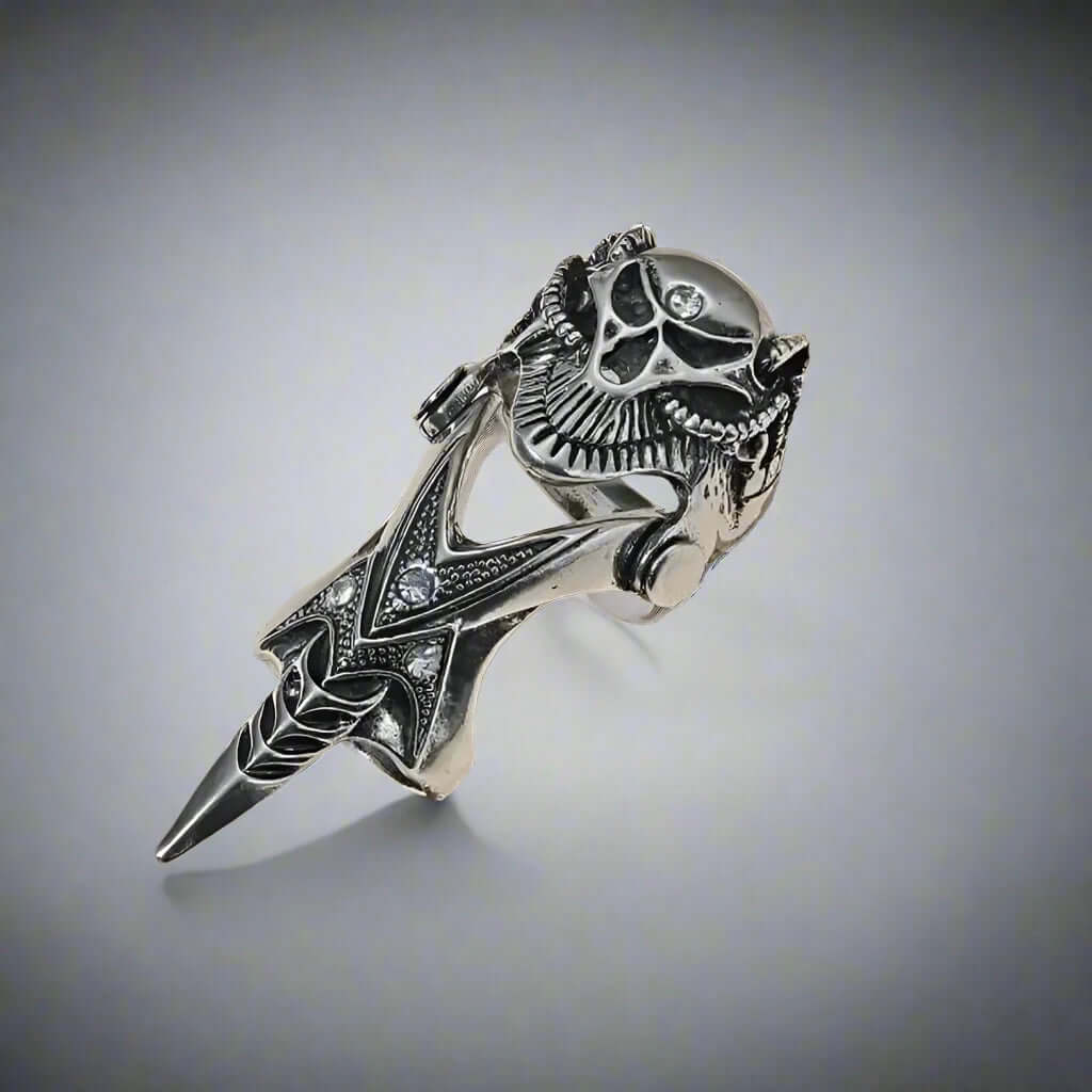 THE MEN THING Rings DRAGOWAR - Gothic Dragon Head Adjustable Knuckle Joint Full Finger Ring for Men & Boys