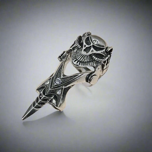 THE MEN THING Rings DRAGOWAR - Gothic Dragon Head Adjustable Knuckle Joint Full Finger Ring for Men & Boys