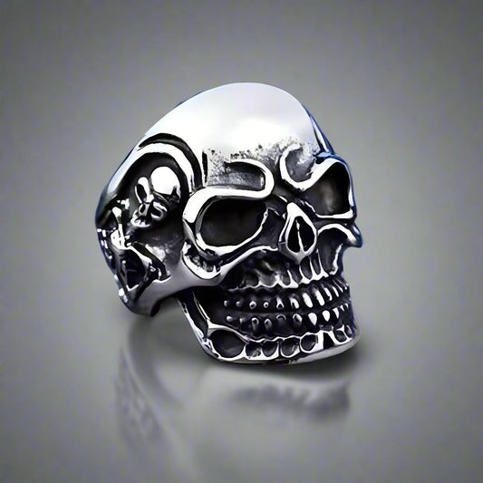 THE MEN THING Rings DRAUGR SKULL RING - Pure Stainless Steel Men’s Steel-Plated Ring – Statement Luxury Jewelry (Size : 18-21-24)
