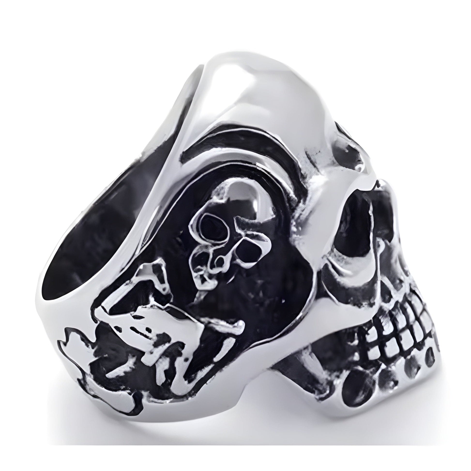 THE MEN THING Rings DRAUGR SKULL RING - Pure Stainless Steel Men’s Steel-Plated Ring – Statement Luxury Jewelry (Size : 18-21-24)
