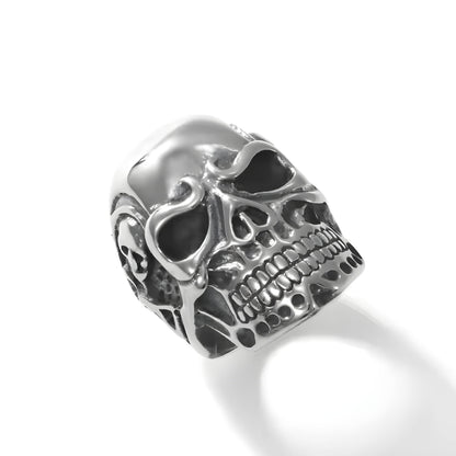 THE MEN THING Rings DRAUGR SKULL RING - Pure Stainless Steel Men’s Steel-Plated Ring – Statement Luxury Jewelry (Size : 18-21-24)