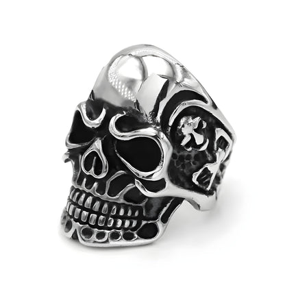 THE MEN THING Rings DRAUGR SKULL RING - Pure Stainless Steel Men’s Steel-Plated Ring – Statement Luxury Jewelry (Size : 18-21-24)