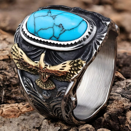 THE MEN THING Rings EAGLE CREST - 10mm Pure Titanium Steel Ring for Men & Boys