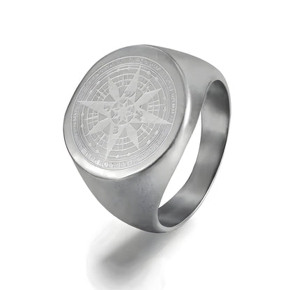 THE MEN THING Rings ECLIPTIX COMPASS RING - Pure Stainless Steel Men’s Steel-Plated Ring – Statement Luxury Jewelry (Size : 16-22-27)