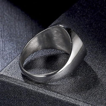 THE MEN THING Rings ECLIPTIX COMPASS RING - Pure Stainless Steel Men’s Steel-Plated Ring – Statement Luxury Jewelry (Size : 16-22-27)