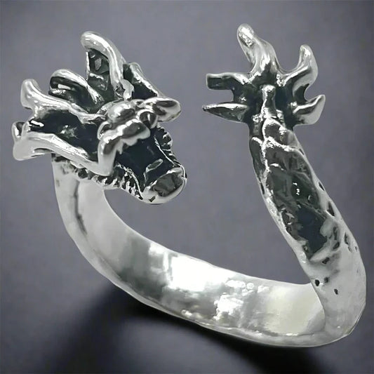 THE MEN THING Rings FIRY DRAGON - Alloy Adjustable Vintage Ring, American trending Style for Men & Boys