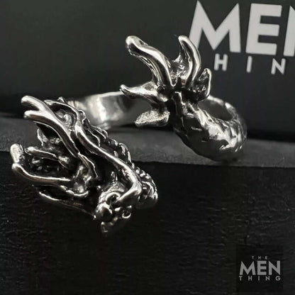 THE MEN THING Rings FIRY DRAGON - Alloy Adjustable Vintage Ring, American trending Style for Men & Boys