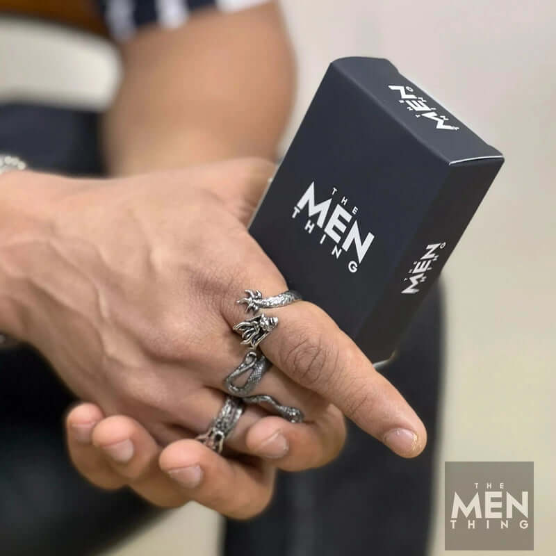THE MEN THING Rings FIRY DRAGON - Alloy Adjustable Vintage Ring, American trending Style for Men & Boys