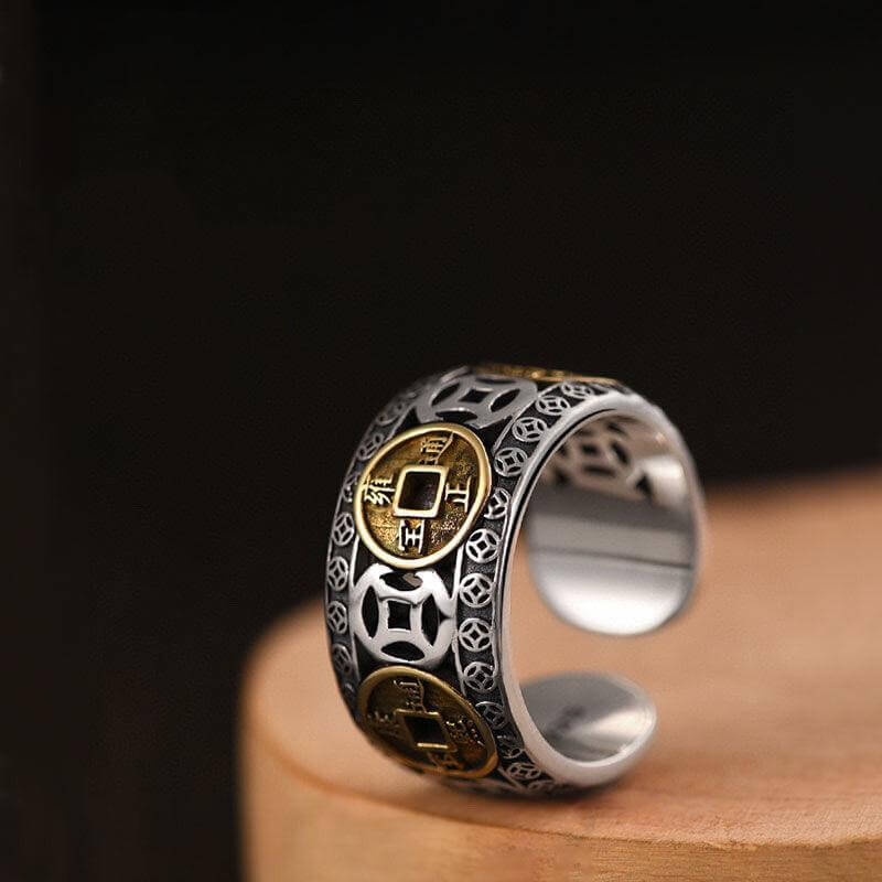 THE MEN THING Rings FOUR EMPERORS COINS - Adjustable Alloy Ring for Men & Boys